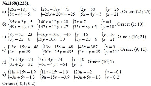 Ответ к задаче № 1168 (1223) - Ю.Н. Макарычев, Н.Г. Миндюк, К.И. Нешков, С.Б. Суворова, гдз по алгебре 7 класс
